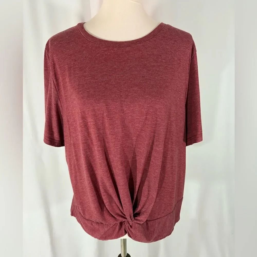JS Amazon Brand Front Twist Short Sleeve Tee Shirt